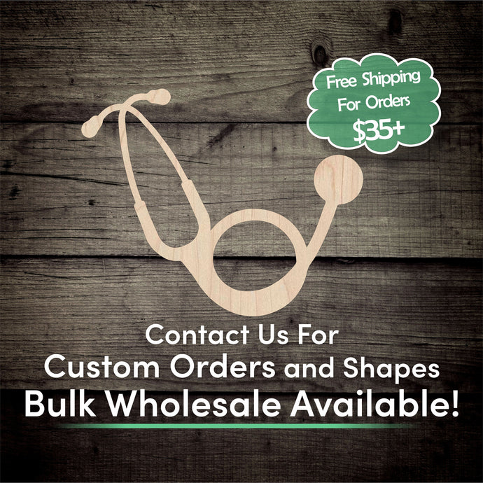 Stethoscope Unfinished Wood Cutout Shapes- Laser Cut DIY Craft