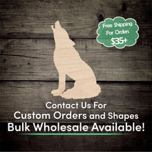 Load image into Gallery viewer, Wolf Unfinished Wood Cutout Shapes - Laser Cut DIY Craft