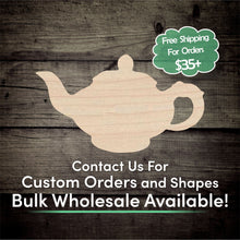 Load image into Gallery viewer, Tea Pot Unfinished Wood Cutout Shapes - Laser Cut DIY Craft