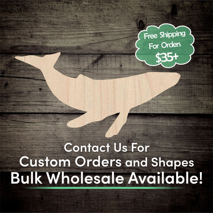 Whale Unfinished Wood Cutout Shapes - Laser Cut DIY Craft