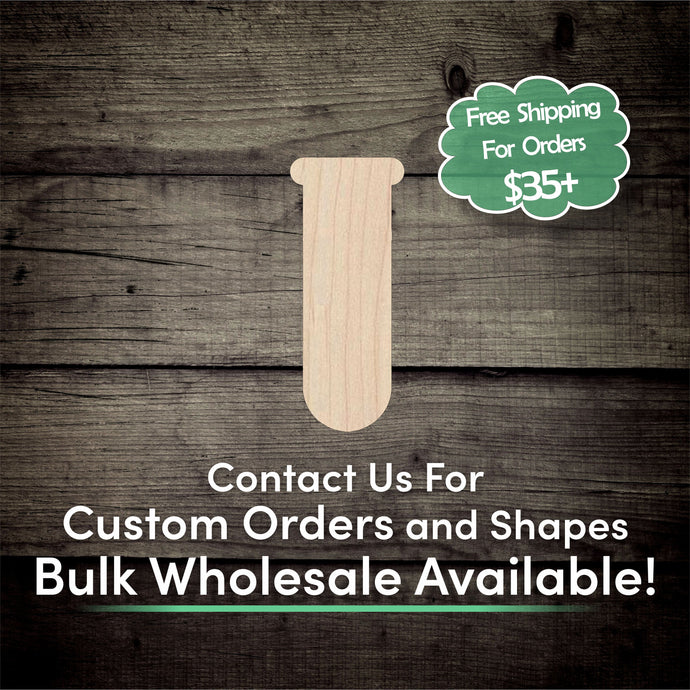 Test Tube Unfinished Wood Cutout Shapes - Laser Cut DIY Craft