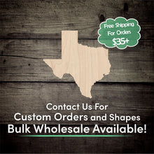 Load image into Gallery viewer, Texas Unfinished Wood Cutout Shapes - Laser Cut DIY Craft