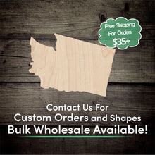 Load image into Gallery viewer, Washington Unfinished Wood Cutout Shapes - Laser Cut DIY Craft