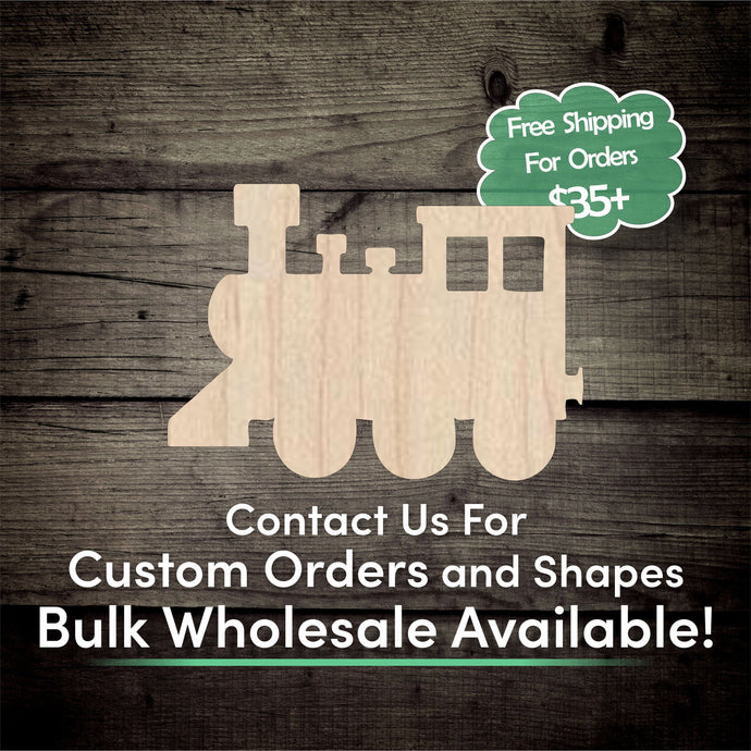 Train Unfinished Wood Cutout Shapes - Laser Cut DIY Craft