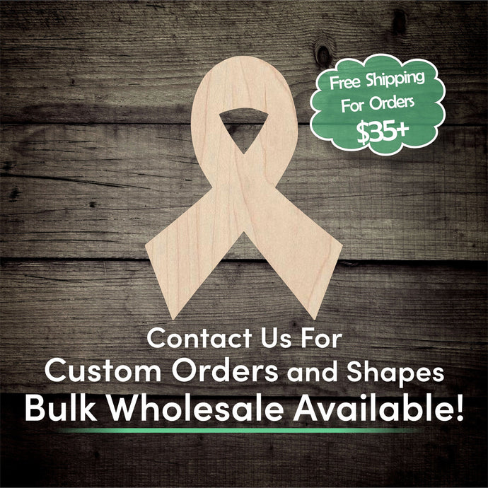 Awareness Ribbon Unfinished Wood Cutout Shapes - Laser Cut DIY Craft