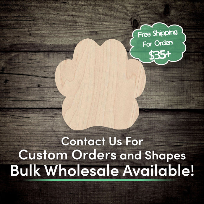 Dog Paw Unfinished Wood Cutout Shapes - Laser Cut DIY Craft