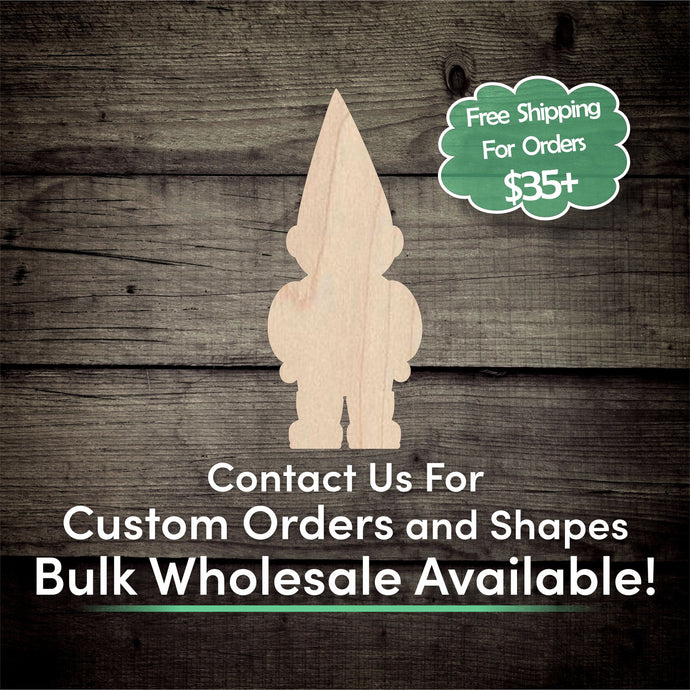 Garden Gnome Unfinished Wood Cutout Shapes - Laser Cut DIY Craft