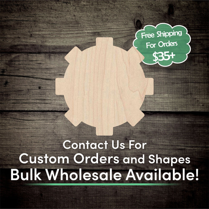 Gear Unfinished Wood Cutout Shapes - Laser Cut DIY Craft