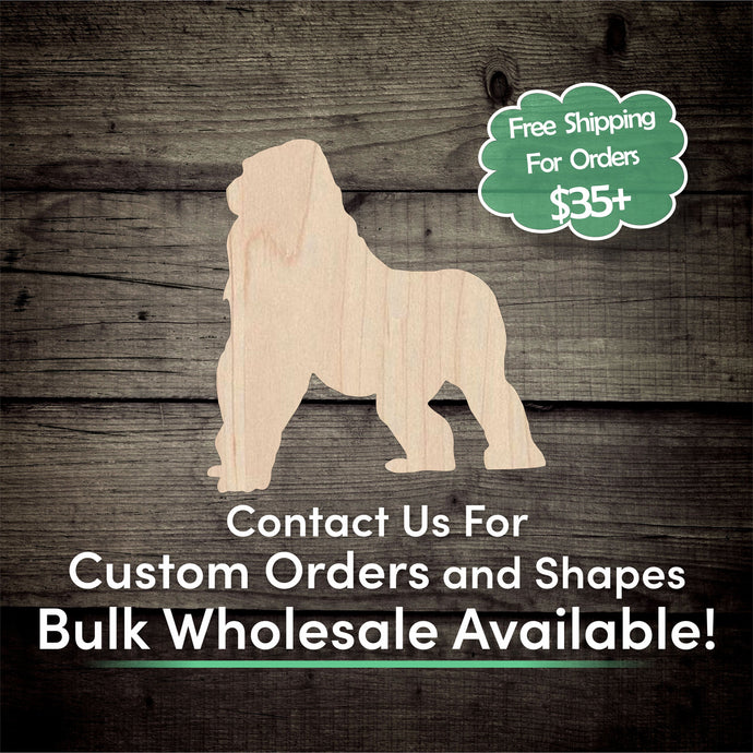 Gorilla Unfinished Wood Cutout Shapes - Laser Cut DIY Craft