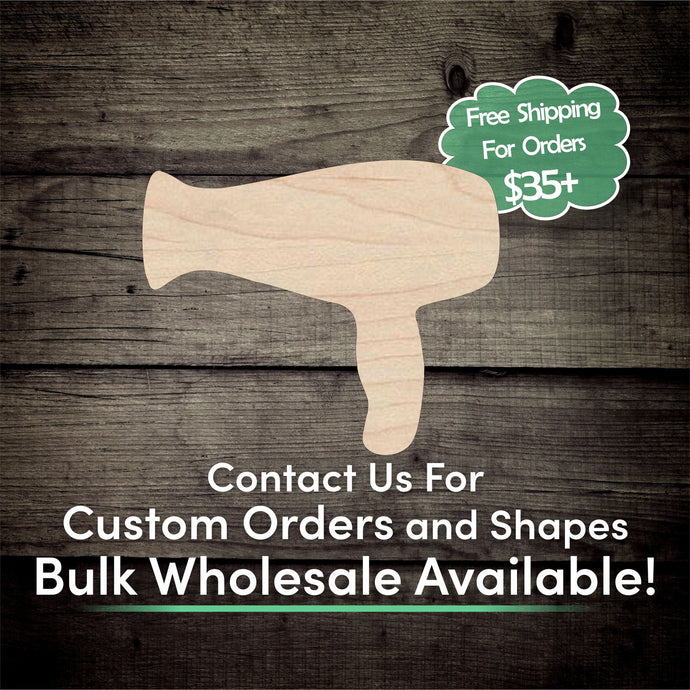 Hairdryer Unfinished Wood Cutout Shapes - Laser Cut DIY Craft