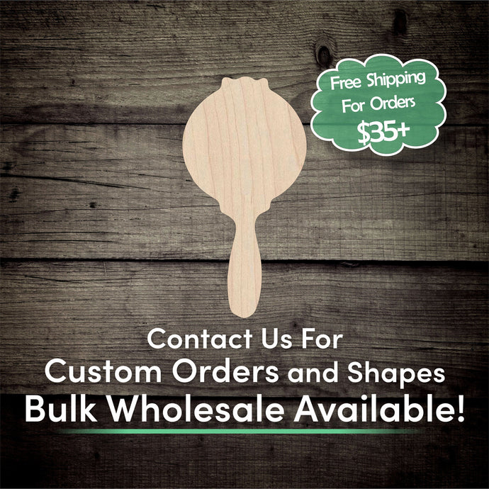 Hand Mirror Unfinished Wood Cutout Shapes - Laser Cut DIY Craft