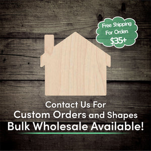 House Unfinished Wood Cutout Shapes - Laser Cut DIY Craft