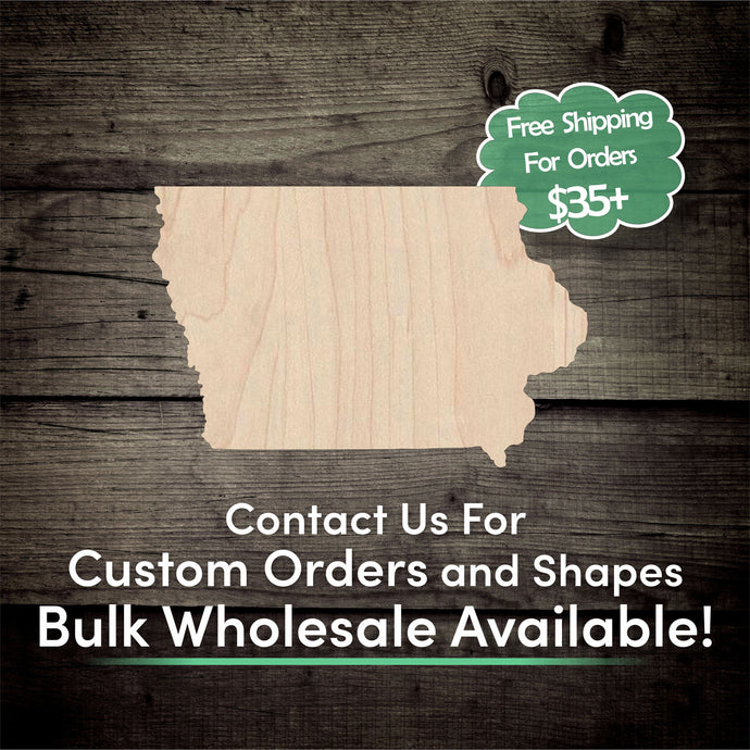 Iowa Unfinished Wood Cutout Shapes - Laser Cut DIY Craft