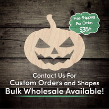 Load image into Gallery viewer, Jack O Lantern Unfinished Wood Cutout Shapes - Laser Cut DIY Craft