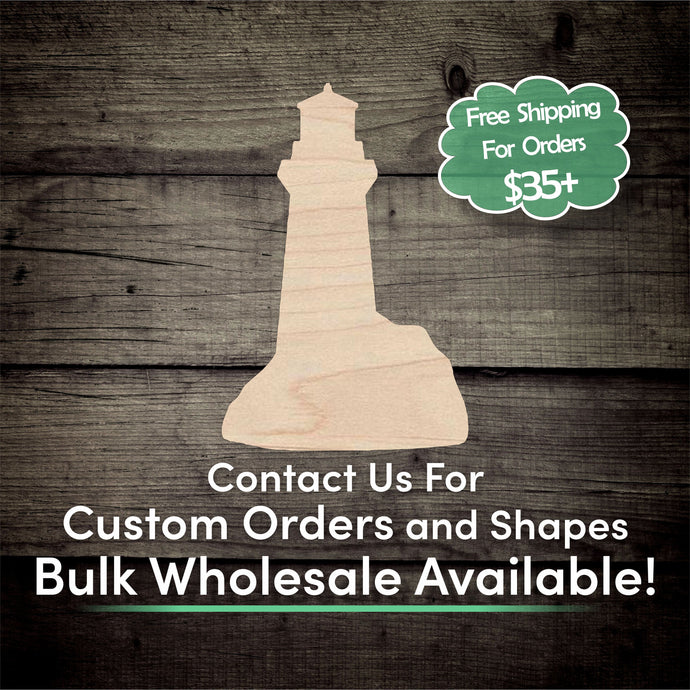 Lighthouse Unfinished Wood Cutout Shapes - Laser Cut DIY Craft