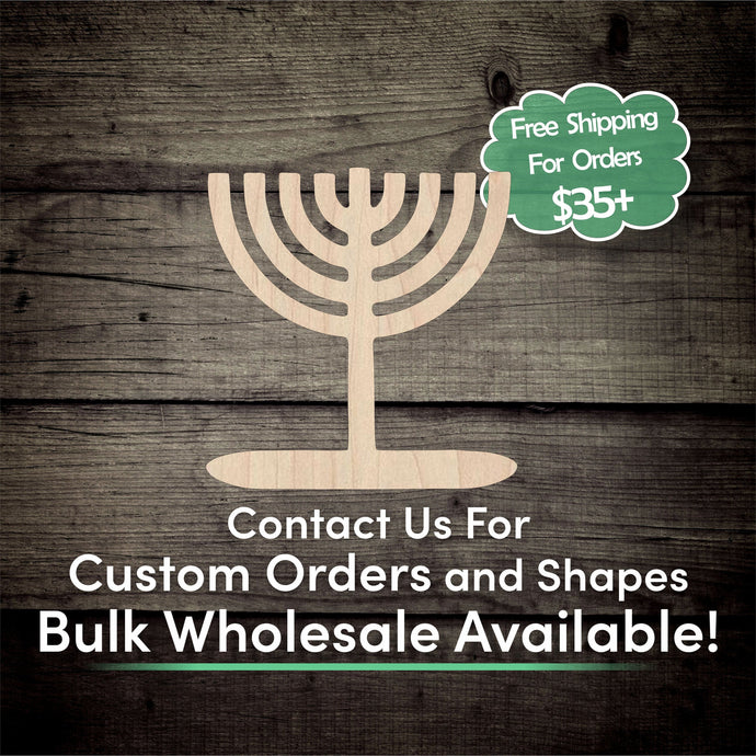 Menorah Unfinished Wood Cutout Shapes - Laser Cut DIY Craft
