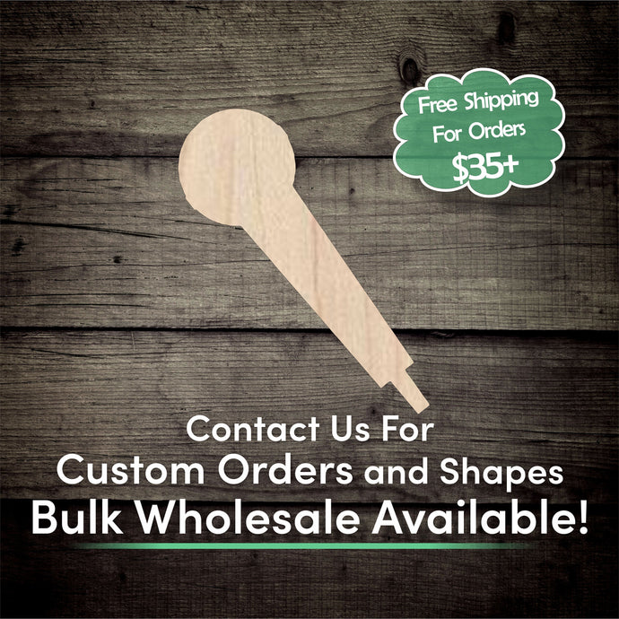 Microphone Unfinished Wood Cutout Shapes - Laser Cut DIY Craft