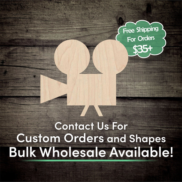 Movie Camera Unfinished Wood Cutout Shapes - Laser Cut DIY Craft