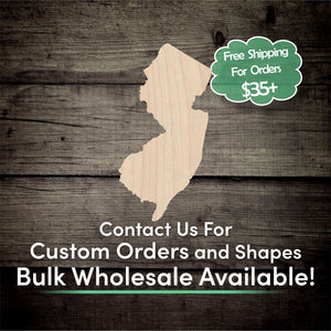 New Jersey Unfinished Wood Cutout Shapes - Laser Cut DIY Craft