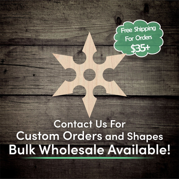 Ninja Star Unfinished Wood Cutout Shapes - Laser Cut DIY Craft