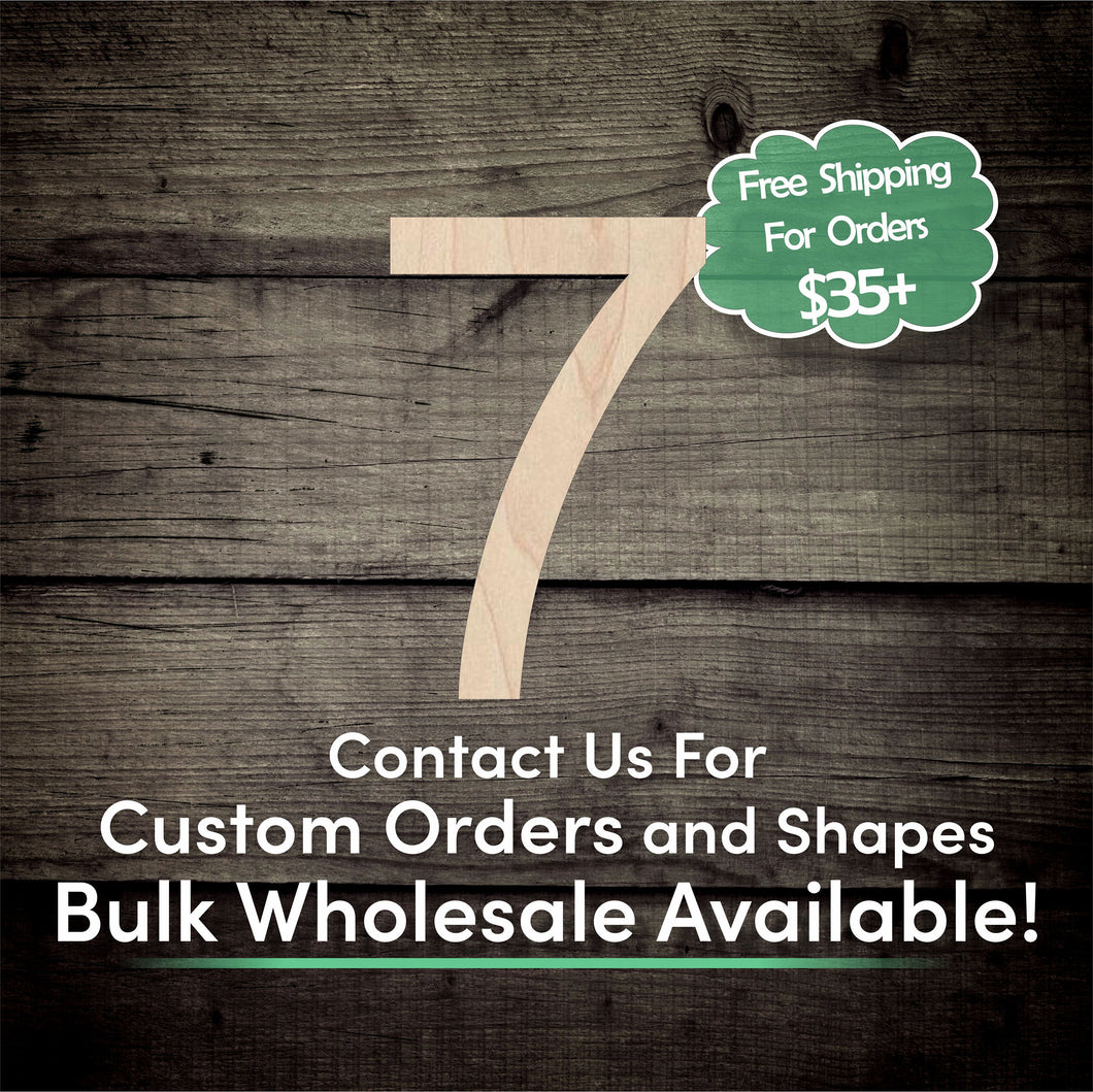 Number 7 Unfinished Wood Cutout Shapes- Laser Cut DIY Craft