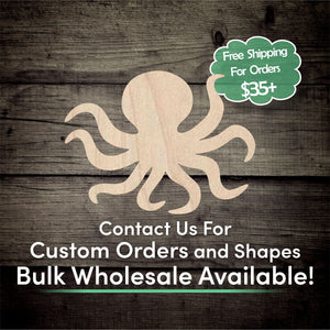 Octopus Unfinished Wood Cutout Shapes- Laser Cut DIY Craft
