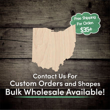 Load image into Gallery viewer, Ohio Unfinished Wood Cutout Shapes - Laser Cut DIY Craft