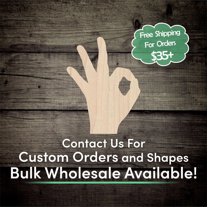 Ok Hand Unfinished Wood Cutout Shapes - Laser Cut DIY Craft