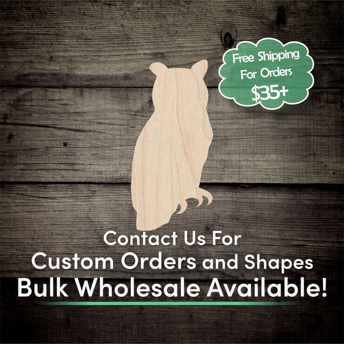 Owl Unfinished Wood Cutout Shapes - Laser Cut DIY Craft