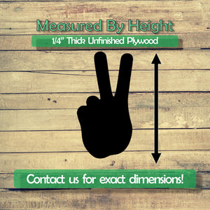 Peace Hand Sign Unfinished Wood Cutout Shapes - Laser Cut DIY Craft