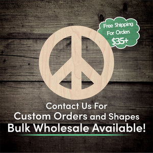 Peace Sign Unfinished Wood Cutout Shapes - Laser Cut DIY Craft