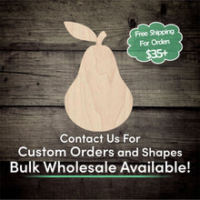 Load image into Gallery viewer, Pear Unfinished Wood Cutout Shapes - Laser Cut DIY Craft