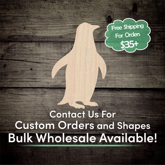 Penguin Unfinished Wood Cutout Shapes - Laser Cut DIY Craft