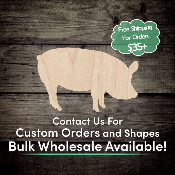 Pig Unfinished Wood Cutout Shapes - Laser Cut DIY Craft