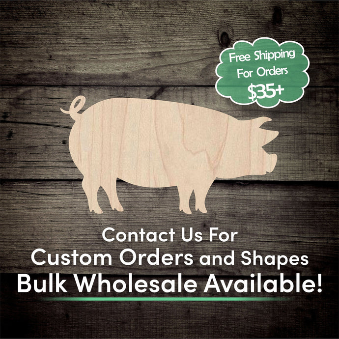 Pig Unfinished Wood Cutout Shapes - Laser Cut DIY Craft