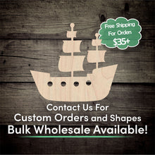 Load image into Gallery viewer, Pirate Ship Unfinished Wood Cutout Shapes - Laser Cut DIY Craft