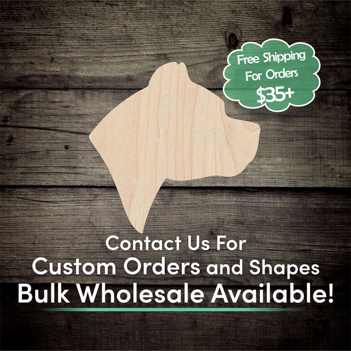 Pitbull Head Unfinished Wood Cutout Shapes - Laser Cut DIY Craft
