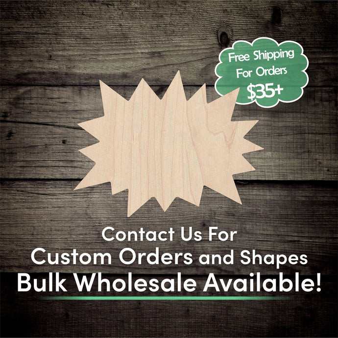 Pow Bubble Unfinished Wood Cutout Shapes - Laser Cut DIY Craft