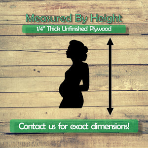 Pregnant Woman Unfinished Wood Cutout Shapes - Laser Cut DIY Craft