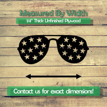 Load image into Gallery viewer, Flag Star Glasses Unfinished Wood Cutout Shapes - Laser Cut DIY Craft