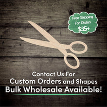 Load image into Gallery viewer, Scissors Unfinished Wood Cutout Shapes - Laser Cut DIY Craft
