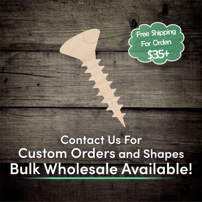 Screw Unfinished Wood Cutout Shapes - Laser Cut DIY Craft