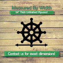 Load image into Gallery viewer, Ship Wheel Unfinished Wood Cutout Shapes - Laser Cut DIY Craft