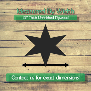 Six Point Star Unfinished Wood Cutout Shapes - Laser Cut DIY Craft