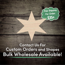 Load image into Gallery viewer, Six Point Star Unfinished Wood Cutout Shapes - Laser Cut DIY Craft