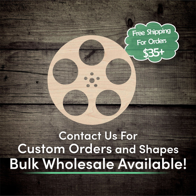 Film Reel Unfinished Wood Cutout Shapes- Laser Cut DIY Craft