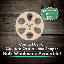 Load image into Gallery viewer, Film Reel Unfinished Wood Cutout Shapes- Laser Cut DIY Craft