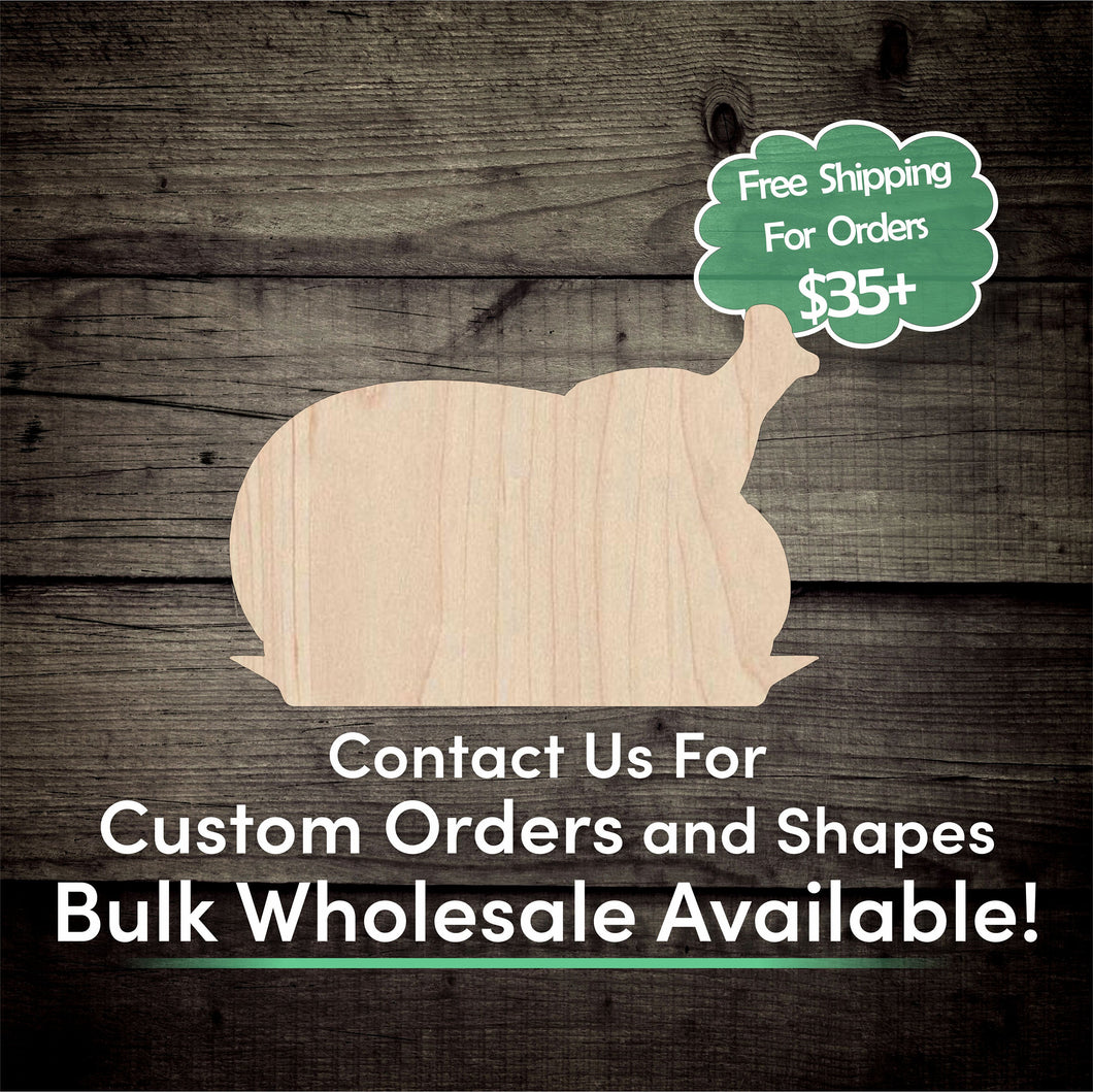 Cooked Turkey Unfinished Wood Cutout Shapes - Laser Cut DIY Craft