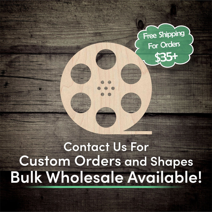 Film Reel Unfinished Wood Cutout Shapes- Laser Cut DIY Craft