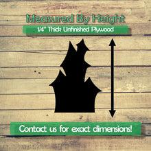 Load image into Gallery viewer, Haunted House Unfinished Wood Cutout Shapes- Laser Cut DIY Craft